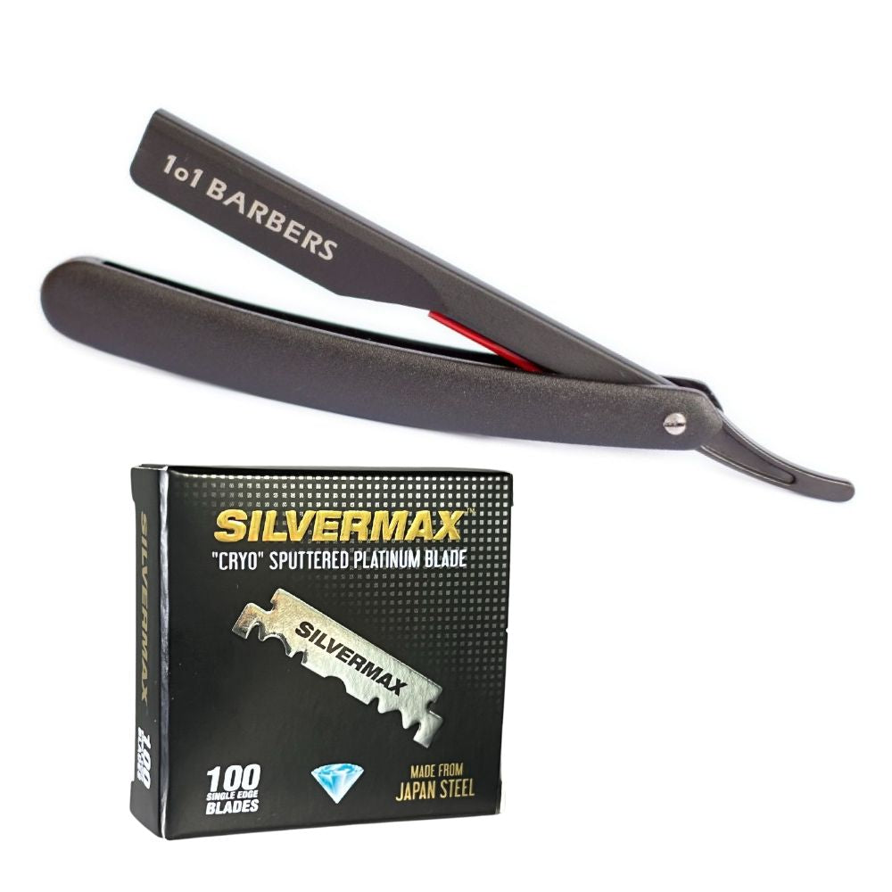 1o1BARBERS Rasiermesser + 100 Silvermax Single Edge Rasierklingen