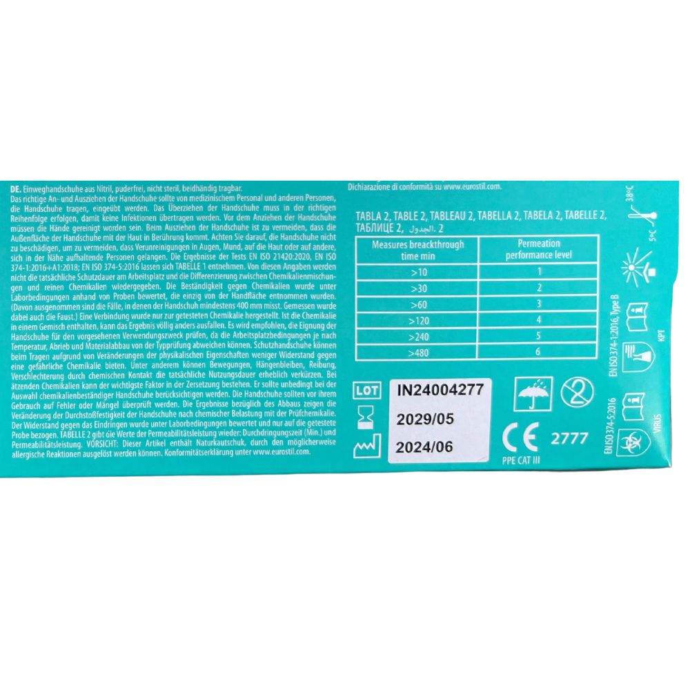 Eurostil powder-free black nitrile gloves, 100 pieces - size M