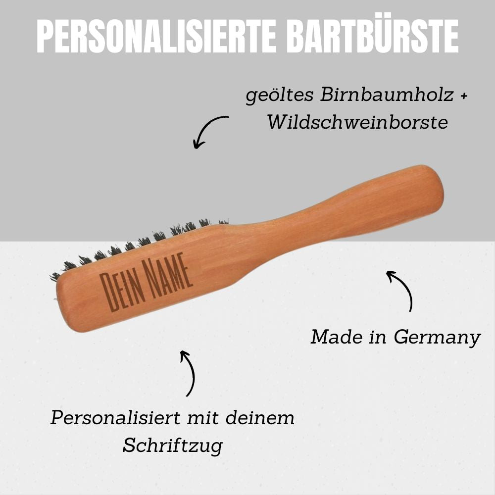 Personalisierte Bartbürste mit Gravur - mit Griff