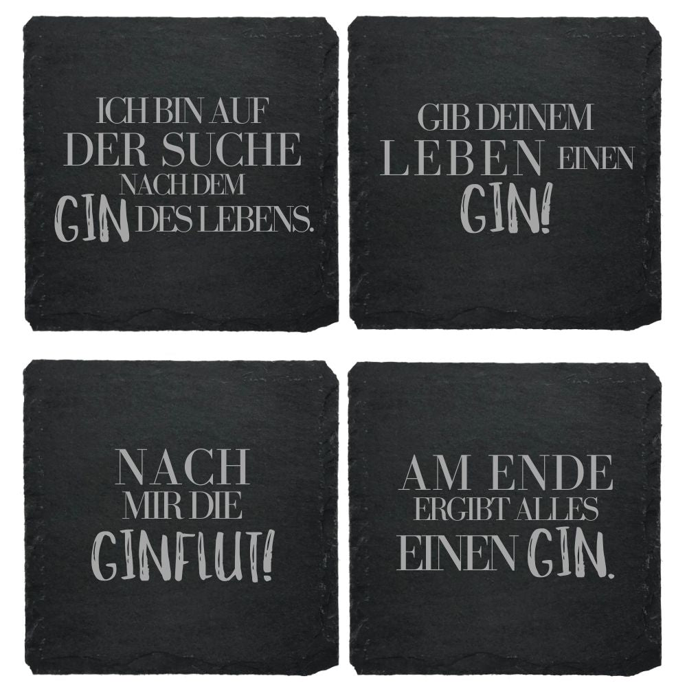 Gin-Untersetzer aus Schiefer mit Sprüchen