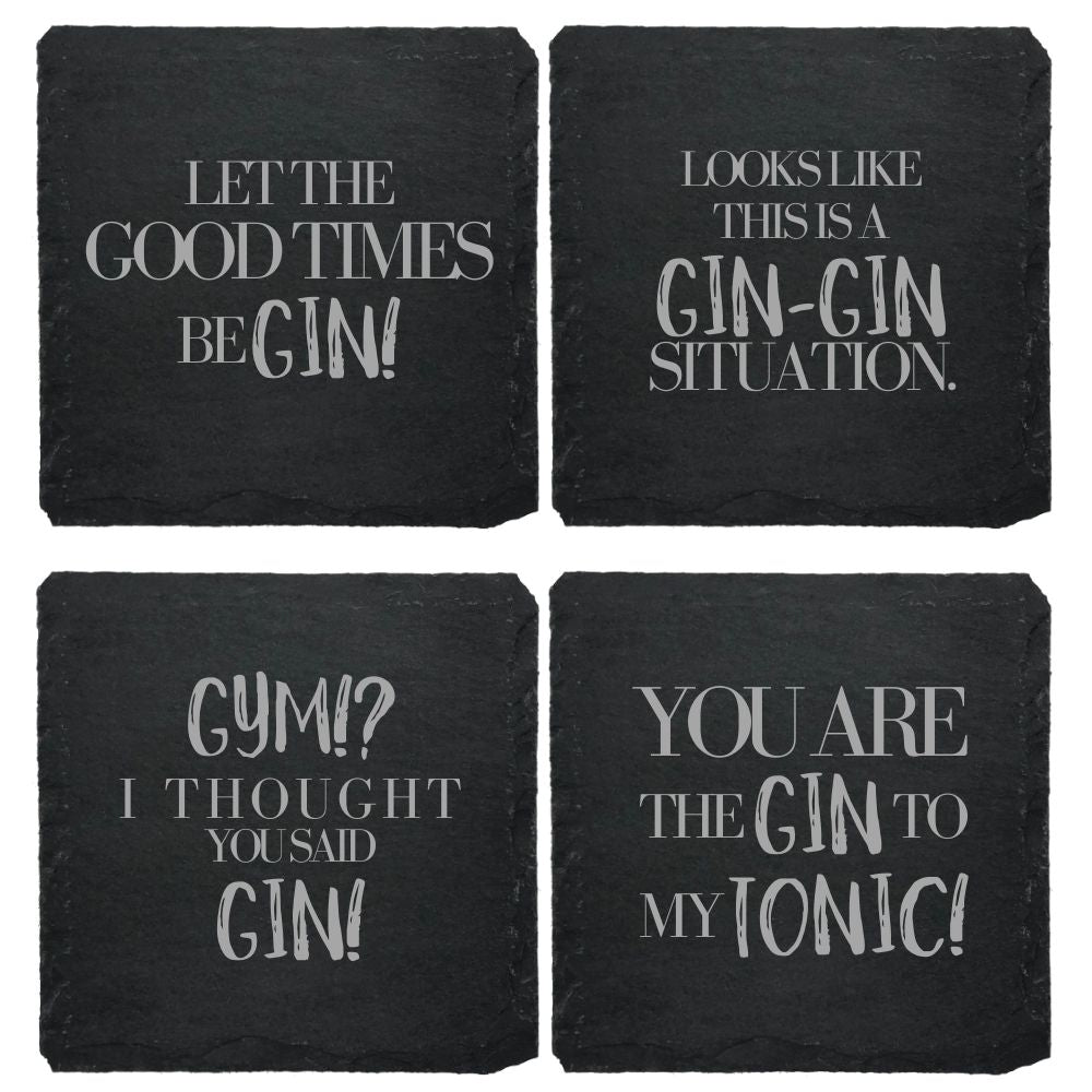 Gin-Untersetzer aus Schiefer mit Sprüchen