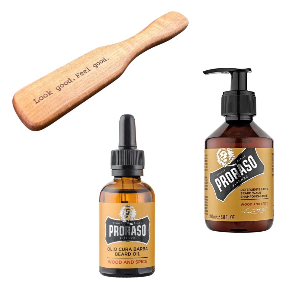Proraso Bartpflegeset Wood & Spice mit Bartbürste