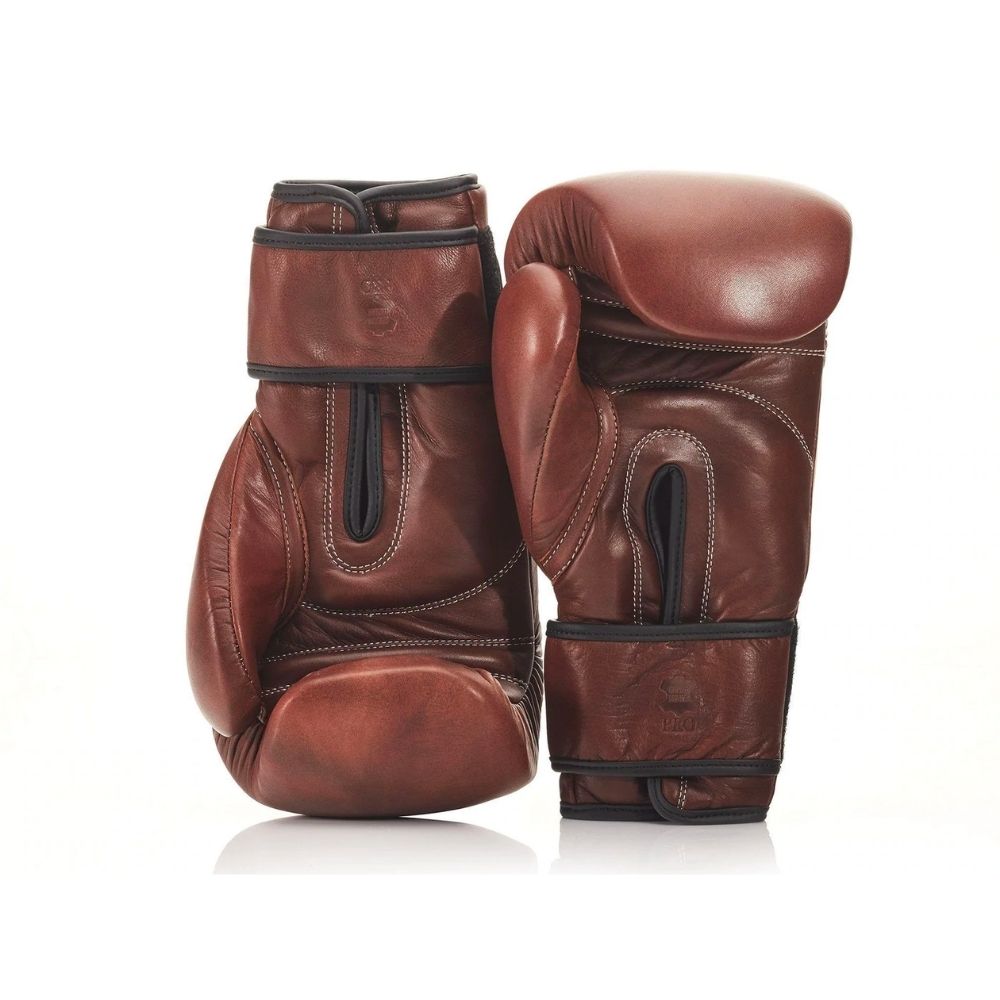 RETRO Heritage - Brown leather boxing gloves with velcro fastening