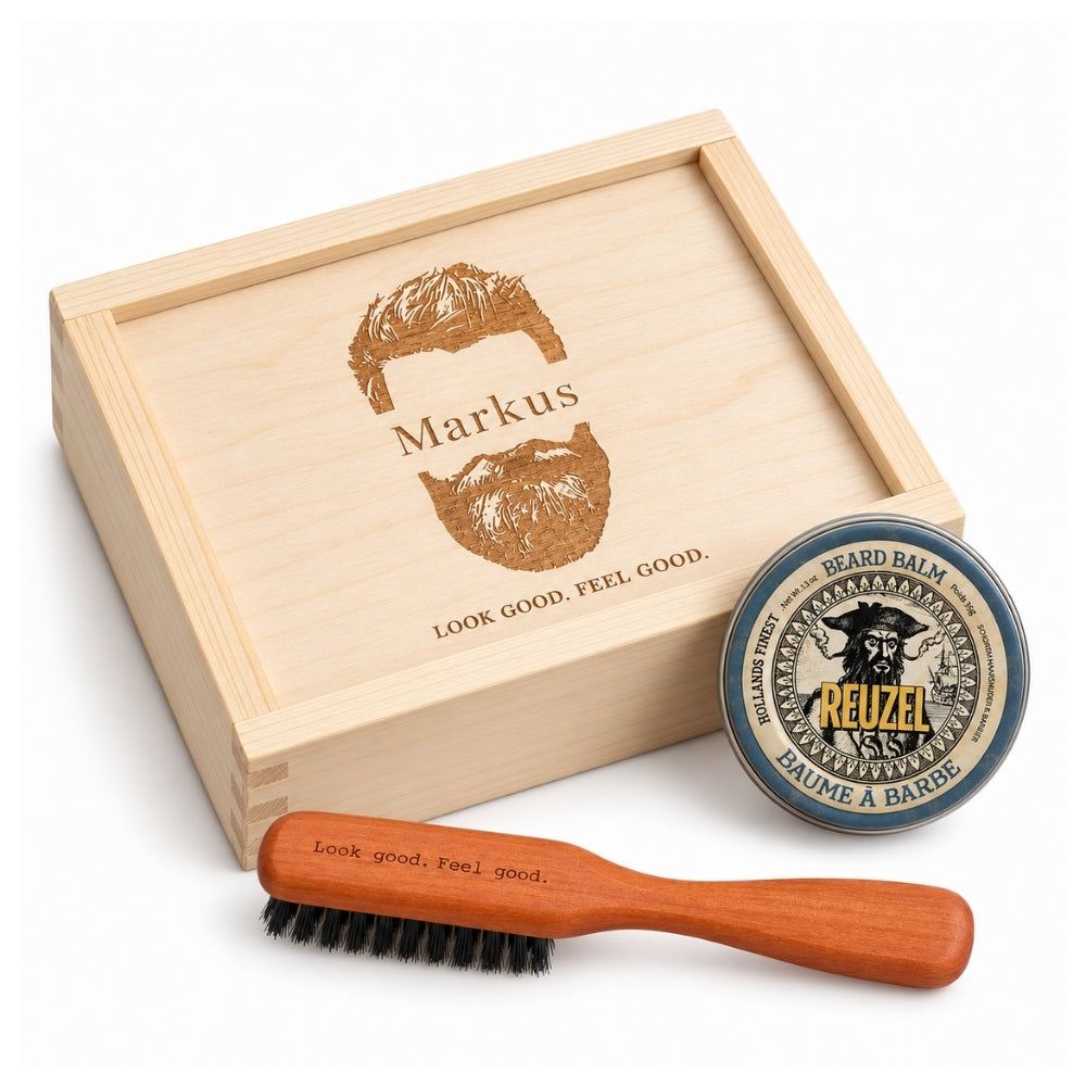 Reuzel Bartpflege-Geschenkset personalisiert – Bartbalsam & Bürste
