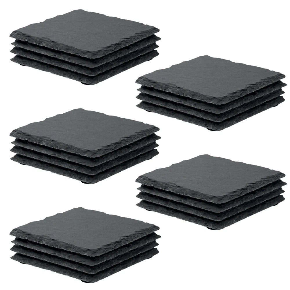 Slate coasters 10x10cm - set of 4/8/12/16